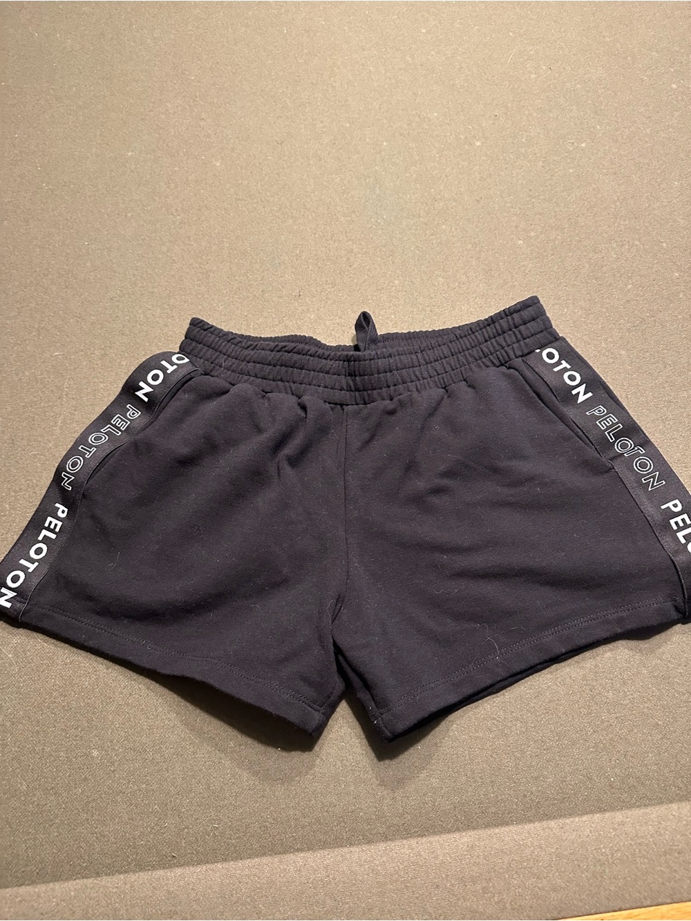 Peloton Women's Black Logo Trim Cotton Shorts small